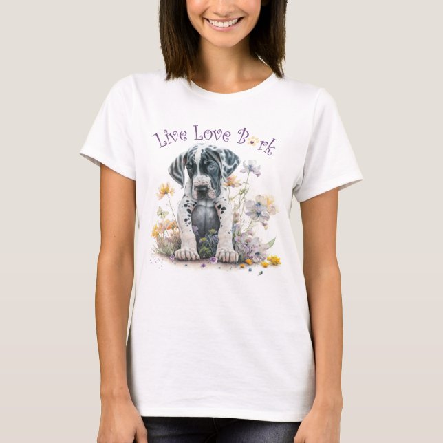 Camiseta Mãe de Cachorro Great Dane Floral (Frente)