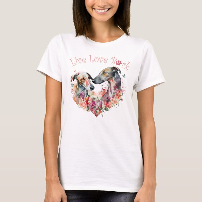 Camiseta Mãe de Cachorro Greyhound Floral (Frente)