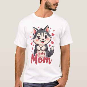 Camiseta Mãe de Cachorro Husky Design Kawaii Fofo
