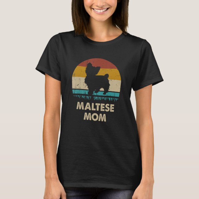 Camiseta Mãe de Cachorro Maltês Retro   Cachorro Maltês     (Frente)