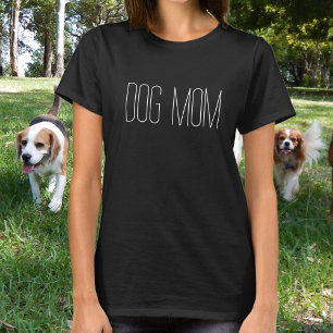 Camiseta Mãe de Cachorro Minimalista Tipografia Branca