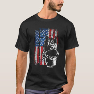 Camiseta Mãe de Cachorro Pastor Alemão Patriótico Bandeira 
