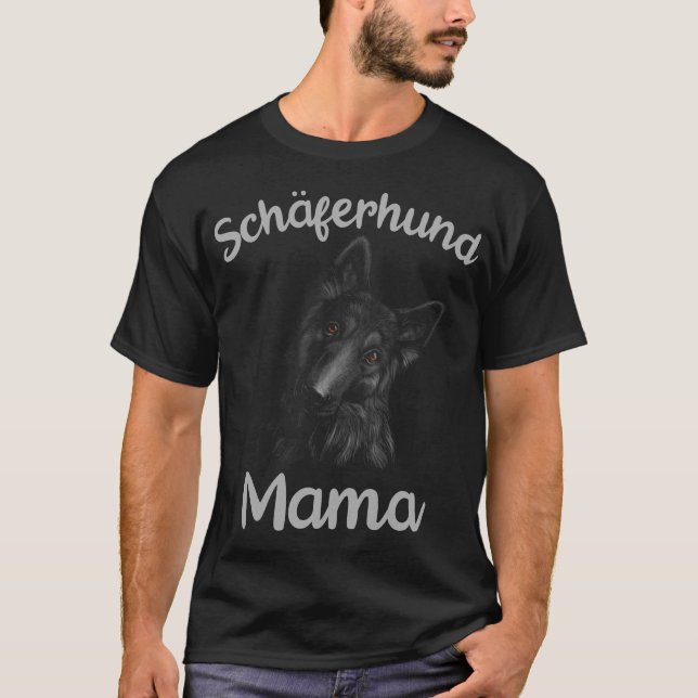 Camiseta Mãe de cão pastor negro mãe de cão (Frente)