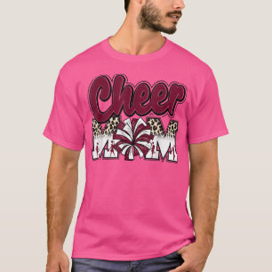 Camiseta Mãe de Cheerleader Letras de Leopardo Marrom Pom P
