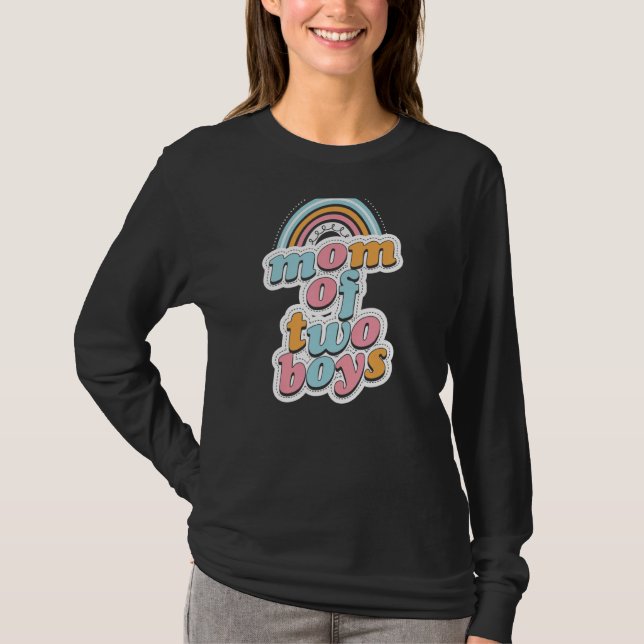 Camiseta Mãe De Dois Rapazes Bohemian Rainbow Boho Style Mã (Frente)