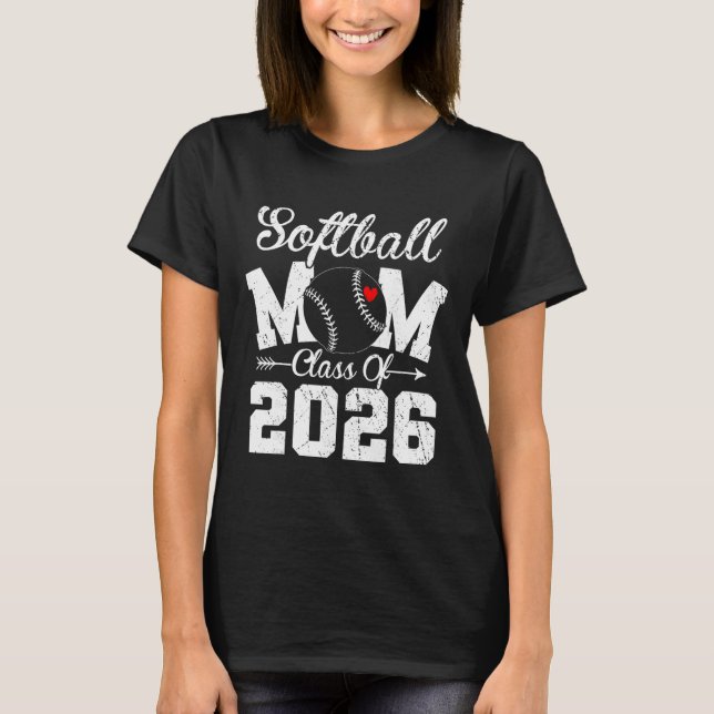 Camiseta Mãe de Formando Sênior Engraçado Turma de 2026 Gra (Frente)