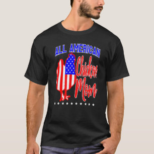 Camiseta Mãe de Frango Americana Patriótica Dona de Fazenda