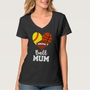 Camiseta Mãe de futebol do Ball Mãe Heart Softball Basball