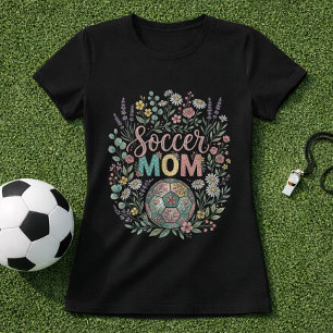 Camiseta Mãe de Futebol Floral Fofa