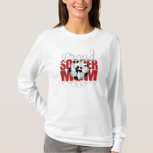 Camiseta Mãe de Futebol Orgulhosa com Letras Vermelhas
