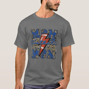 Camiseta Mãe de futebol, relâmpago de futebol, azul-leopard