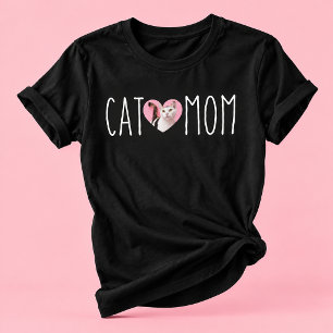 Camiseta Mãe de Gato Amante de Gato Foto Personalizada Text
