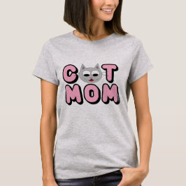 Camiseta MÃE DE GATO Amante de Gatos Rosto de Gato Fofo