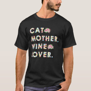 Camiseta Mãe de Gato Amante de Vinho Fofo Beber Vinho Gato 