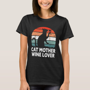 Camiseta Mãe de Gato Amante de Vinho Gato Engraçado