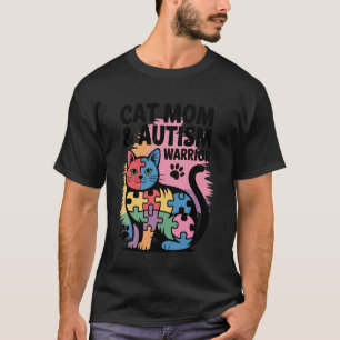 Camiseta Mãe de Gato Autista Guerreira do Autismo Colorido