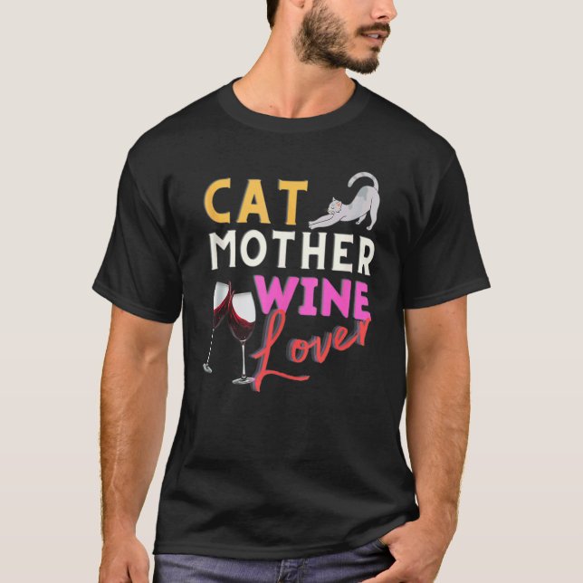 Camiseta Mãe de Gato Bebedora de Vinho (Frente)