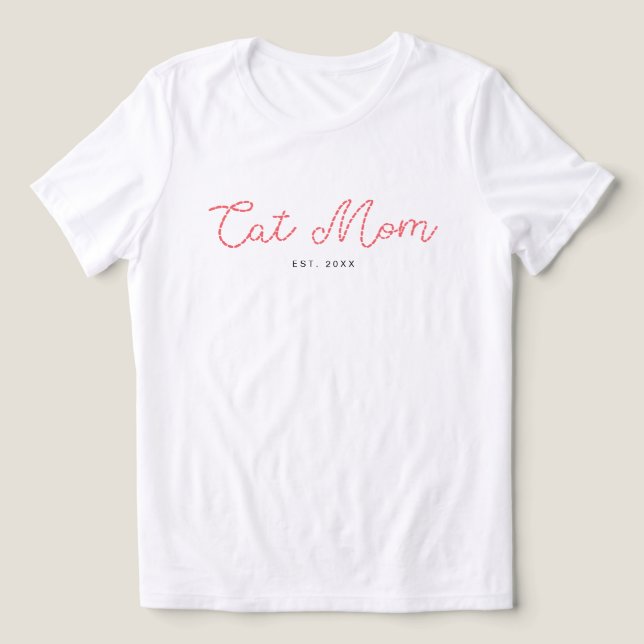 Camiseta Mãe de Gato com Bordado Fofa Adicione seu (Design frontal)