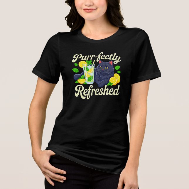 Camiseta Mãe de Gato de Verão Perfeitamente Refrescada Gato (Frente)