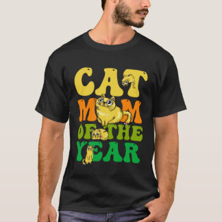 Camiseta Mãe de Gato do Ano Vintage Retro Dia das Mães