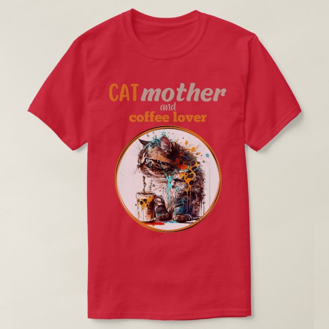 Camiseta Mãe de gato e amante de café (Frente do Design)