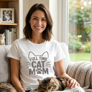 Camiseta Mãe de Gato em Tempo Integral Presente para Amante