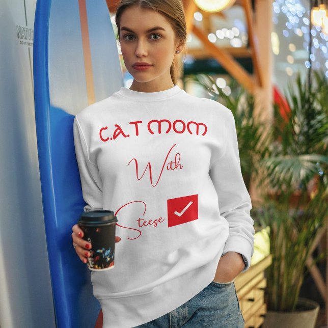 Camiseta Mãe de Gato Engraçada Script Vermelho Personalizad (Criador carregado)