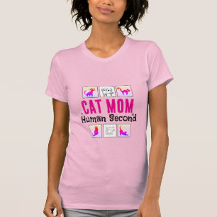 Camiseta Mãe de Gato Humano em Segundo Lugar Engraçado Rosa