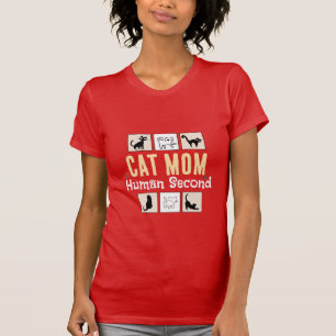 Camiseta Mãe de Gato Humano Segundo Engraçado Amante de Gat