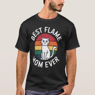 Camiseta Mãe de Gato Melhor Mãe Chama Eterna Divertida Aman