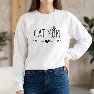 Camiseta Mãe de Gato Minimalista Impressão de Pata de Coraç