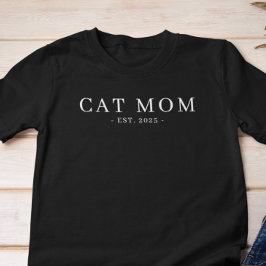 Camiseta Mãe de Gato Minimalista Moderna Data de Fundação