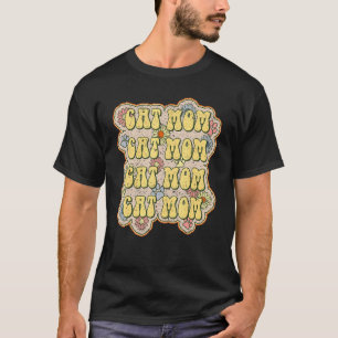 Camiseta Mãe de Gato Patas de Estimação Floral de Margarida