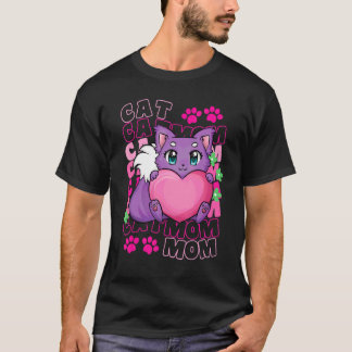 Camiseta Mãe de Gato Patinhas de Gato Fofo Gatinho Adoção P