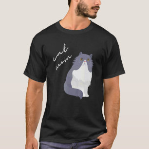 Camiseta Mãe de Gato Persa Branco e Cinza Para Gato