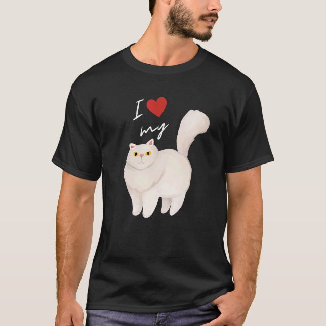 Camiseta Mãe de Gato Persa Branco Para Gato (Frente)