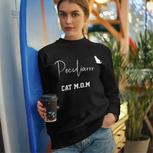 Camiseta Mãe de Gato Personalizada Minimalista Script Preto