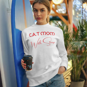 Camiseta Mãe de Gato Personalizada Vermelho Script Humor Pe