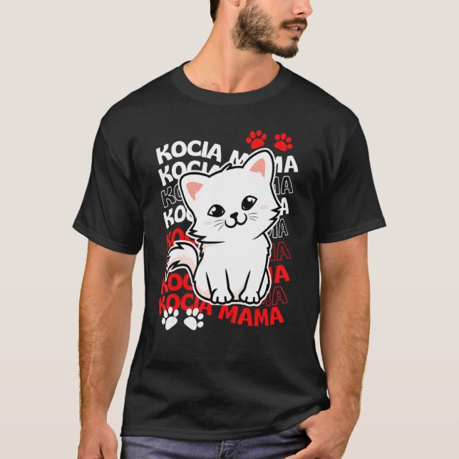 Camiseta Mãe de Gato Polonesa  Kocia Mama (Frente)