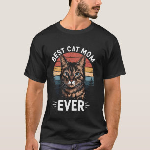 Camiseta Mãe de Gato Retro Pôr do Sol Vintage Gatinho Felin