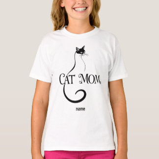 Camiseta Mãe de Gato, Tipografia Minimalista de Gato Preto