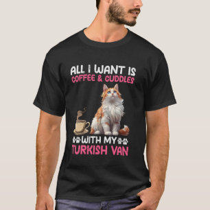 Camiseta Mãe de Gato TUDO O QUE EU QUERO É CAFÉ E CARINHOS