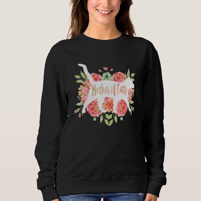 Camiseta Mãe De Gatos Gatinhos Flores Brancas (Frente)