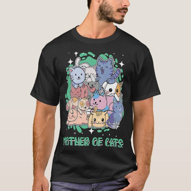Camiseta Mãe de Gatos Gato Mãe Gatinho Memória Pai Gatinho (Frente)