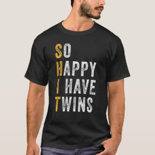 Camiseta Mãe De Gêmeos Tão Feliz Que Tenho Dia de as mães D