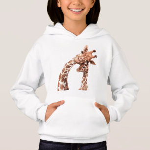 Camiseta Mãe de girafa e filhote tocando cabeças