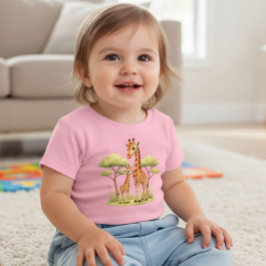Camiseta Mãe de Girafa Fofa Bebê Safari Crianças