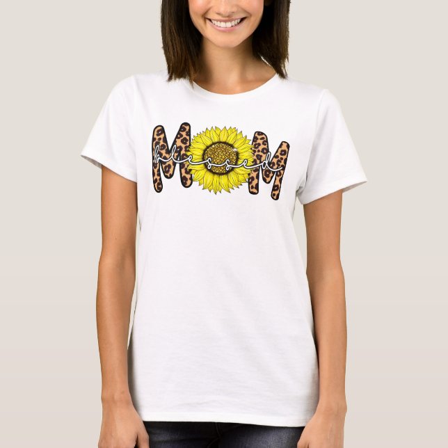 Camiseta mãe de girassol abençoada pelo leopardo presentes  (Frente)