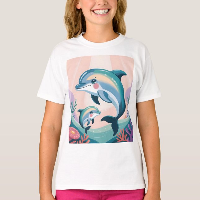 Camiseta Mãe de Golfinho e Bebê (Frente)