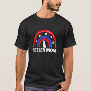 Camiseta Mãe de Heeler Feminina Arco-íris Patriótico Vermel